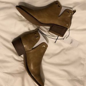 Faux Leather Studded Booties[Brand New]